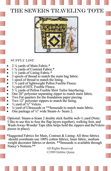 Supply List for Sewers Traveling Tote