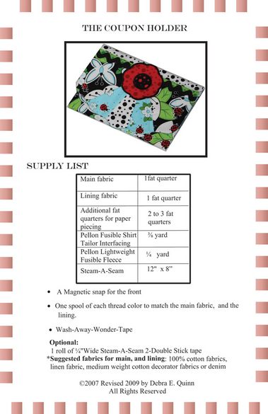 supply list for Country Charmers apron pattern