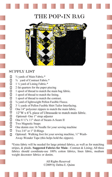 Pop In Bag Supply List